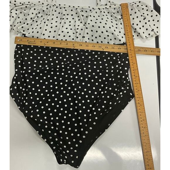 New Look Swim Suit Women's 1Pc UK18 Black White Polka Dot Bra Convertible Top - Picture 8 of 8